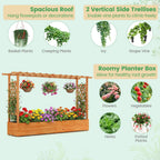 Raised Garden Bed Planter Box with Lattice Trellis Drainage Holes