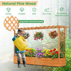 Raised Garden Bed Planter Box with Lattice Trellis Drainage Holes