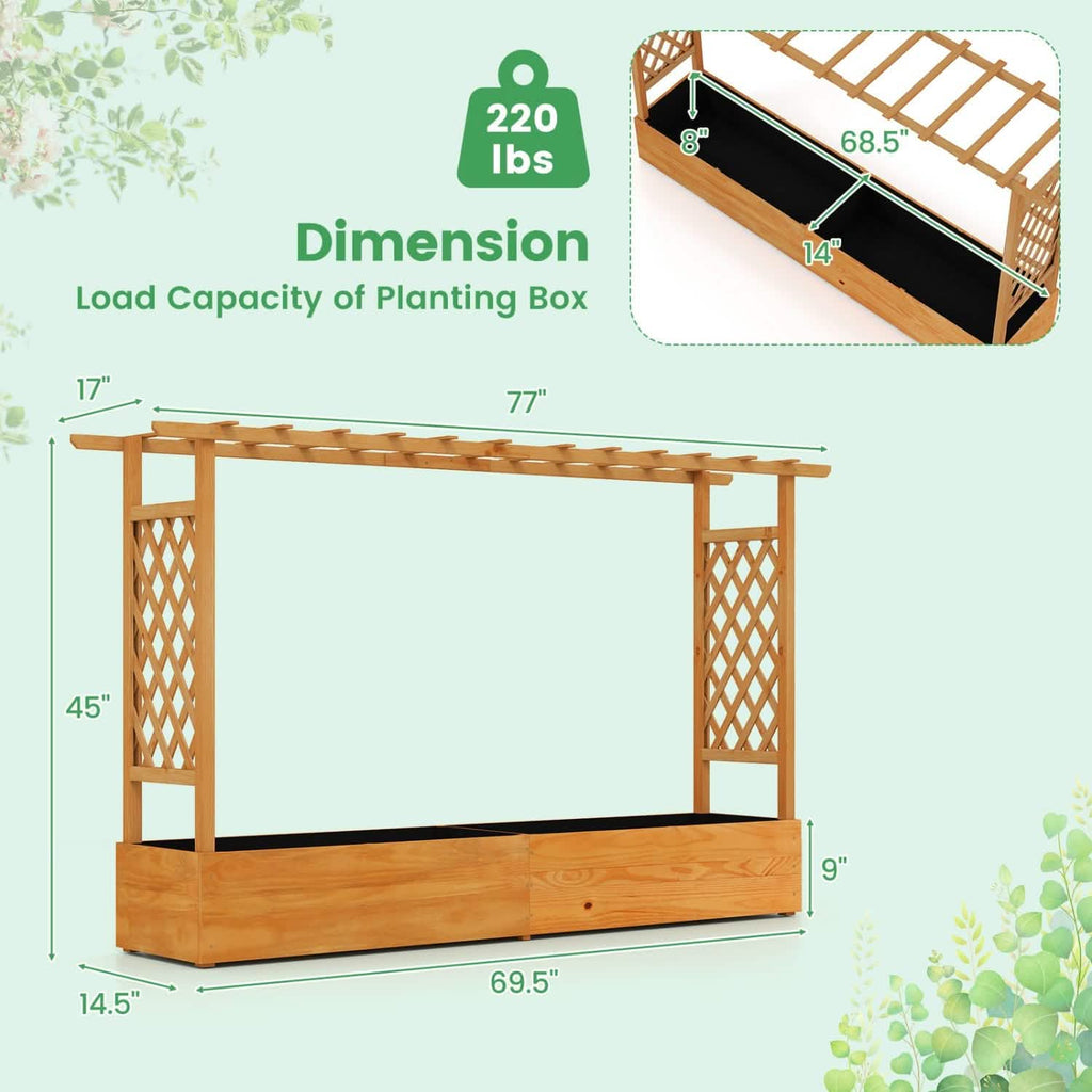 Raised Garden Bed Planter Box with Lattice Trellis Drainage Holes