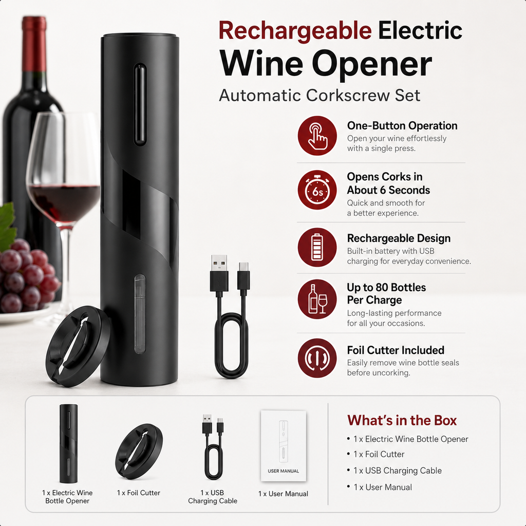 Rechargeable Electric Wine Opener Automatic Corkscrew Set