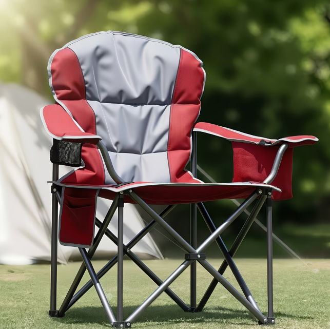 500 lbs Heavy Duty Folding Camping Chair with Cup Holder & Cooler Bag