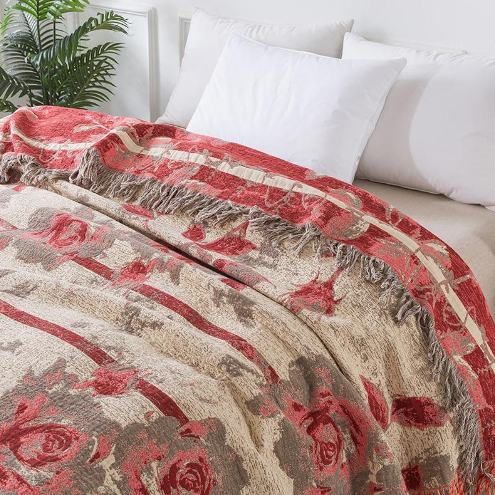 Textured Floral Pattern Throw Blanket