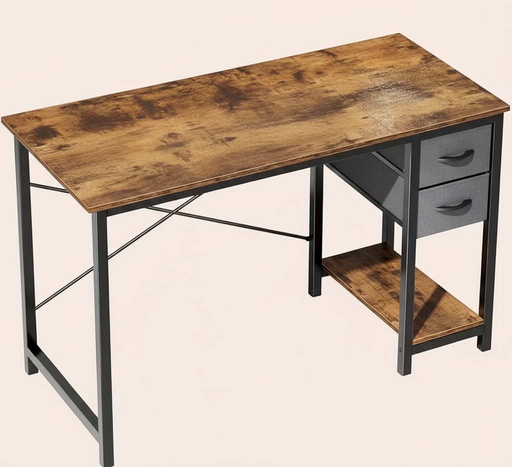 40/47" Computer Desk with Fabric Storage Drawers