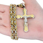 Men's Gold Cross Pendant Necklace
