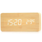 Wooden Digital Alarm Clock, LED Alarm Clock with Temperature