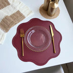 FloraMat | Luxury Round Faux Leather Placemats | Embossed Flower Design