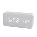 Wooden Digital Alarm Clock, LED Alarm Clock with Temperature