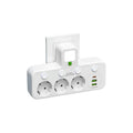 3-Way Socket Splitter with Dual USB Ports