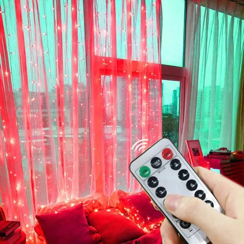 LED Curtain Garland 6x3M/3x3M USB Power Fairy Lights with Remote Control for Christmas New Year Window Decor Festoon Lighting