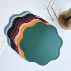 FloraMat | Luxury Round Faux Leather Placemats | Embossed Flower Design