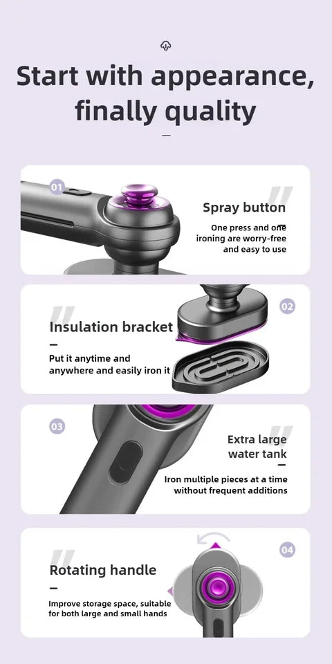 Portable Mini Steam Iron for Clothes Foldable Handheld Electric Ironer Wet Dry Garment Steamer Ironing Machine Travel Home Appli