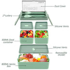 1400ml Double Layer Bento Box | Portable Lunch Box with Fork & Spoon – Microwave Safe Food Storage for Kids & Adults