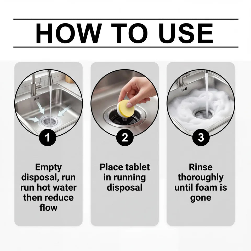 Lemon-Scented Garbage Disposal Cleaning Tablets – Deep Clean & Freshen Drains (12 Pack)