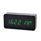 Wooden Digital Alarm Clock, LED Alarm Clock with Temperature