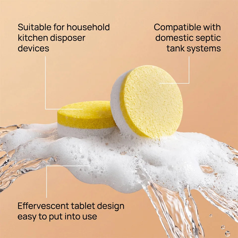 Lemon-Scented Garbage Disposal Cleaning Tablets – Deep Clean & Freshen Drains (12 Pack)