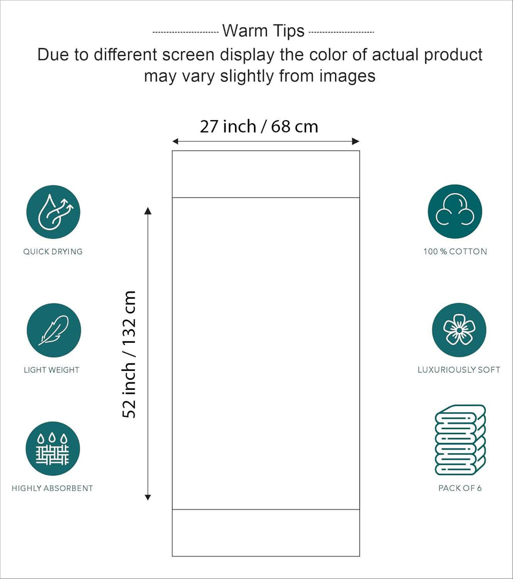 6-Piece Hotel & Spa 100% Cotton Bath Towel Set