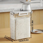 Airtight Grain Storage Container | 2.5L Rice, Cereal & Flour Dispenser with Measuring Cup