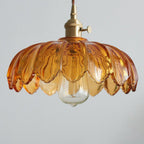 Vintage Flower Pendant Lamp | Coloured Glass Hanging Light