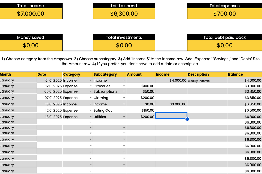 Digital Expenses Tracker Spreadsheet