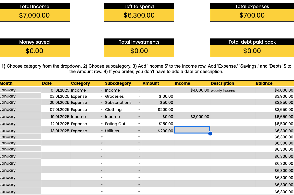 Digital Expenses Tracker Spreadsheet
