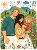 Custom Family Portrait Illustration, Cartoon Portrait, Personalized Digital Drawing From Photo, Memorial Gift for Mom, Gift for her