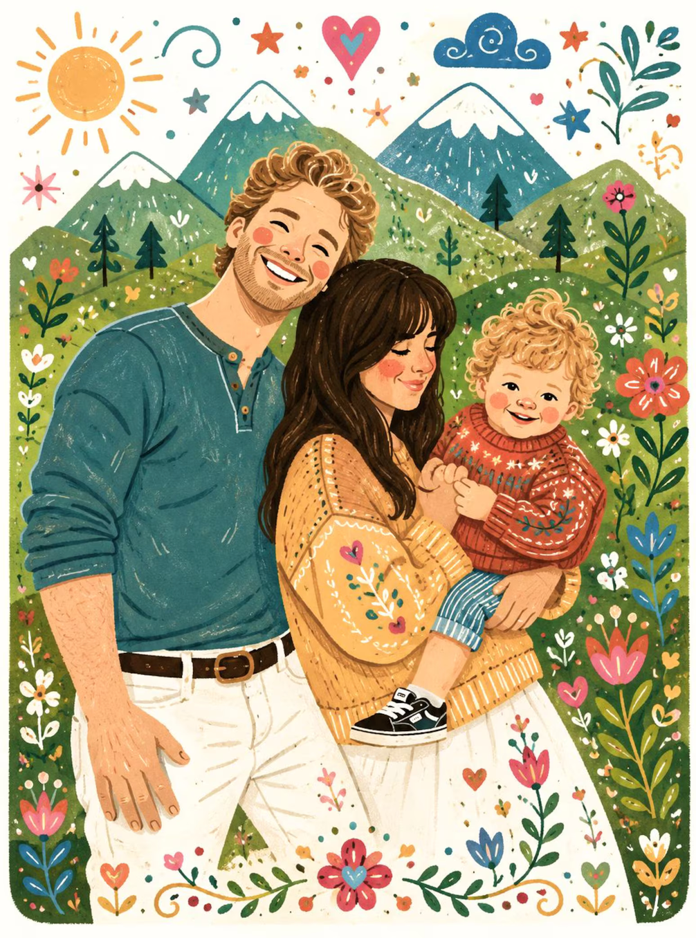 Custom Family Portrait Illustration, Cartoon Portrait, Personalized Digital Drawing From Photo, Memorial Gift for Mom, Gift for her