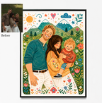 Custom Family Portrait Illustration, Cartoon Portrait, Personalized Digital Drawing From Photo, Memorial Gift for Mom, Gift for her