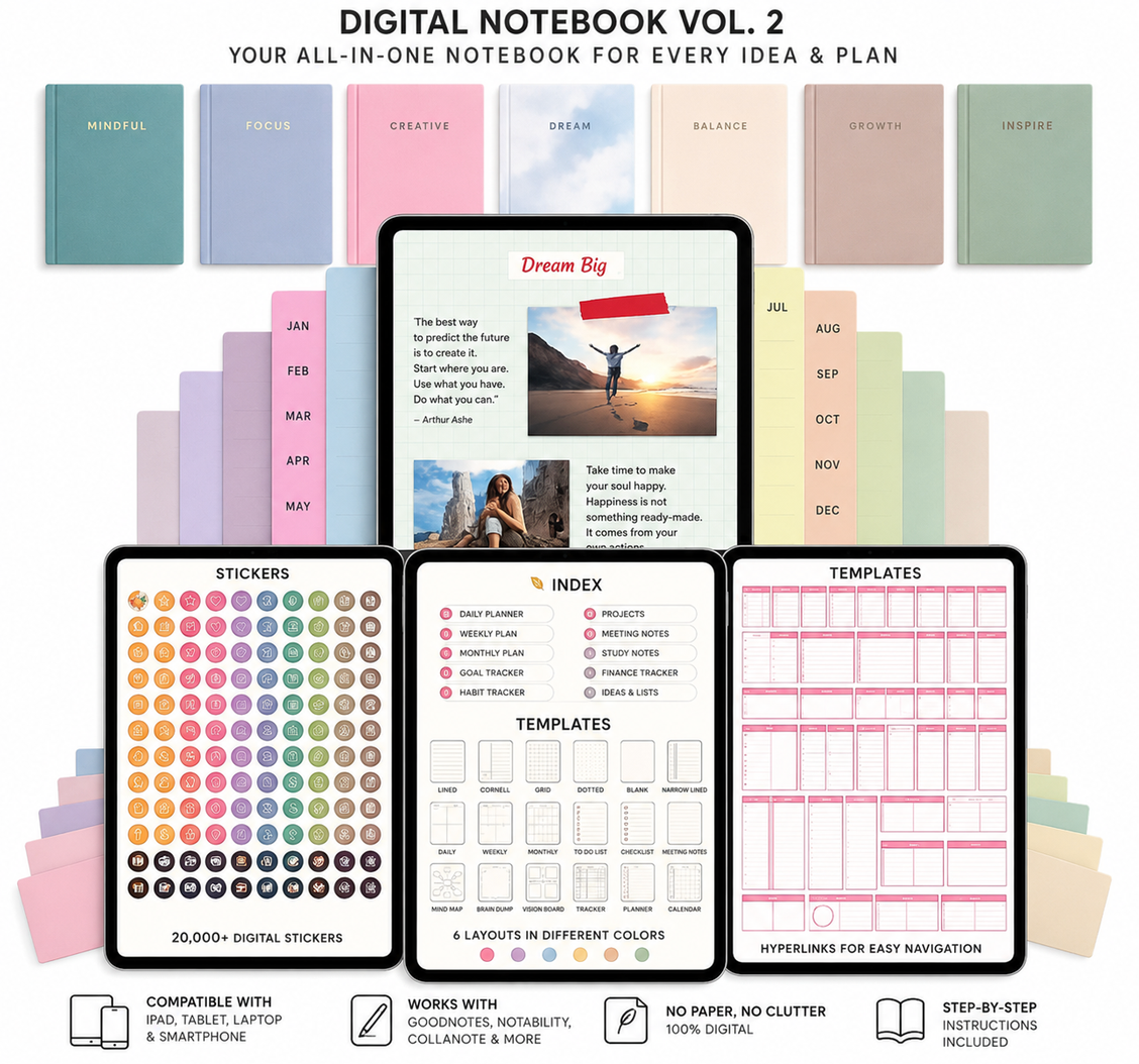 Digital Notebook with 20,000+ Stickers for iPad & GoodNotes