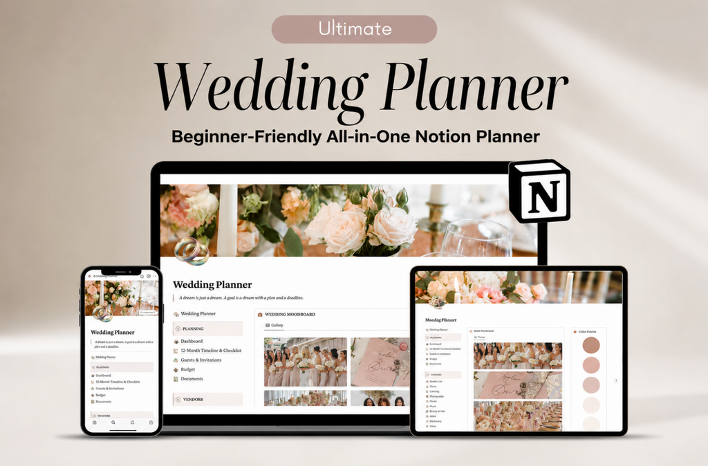 💍 Ultimate Wedding Planner – All-in-One Notion Temp