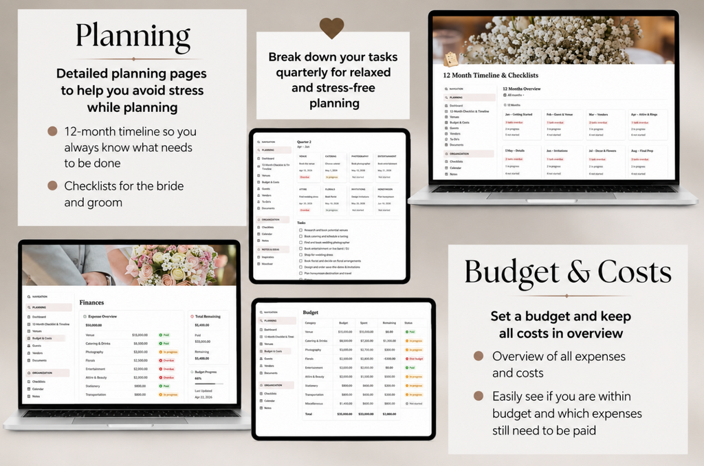💍 Ultimate Wedding Planner – All-in-One Notion Temp