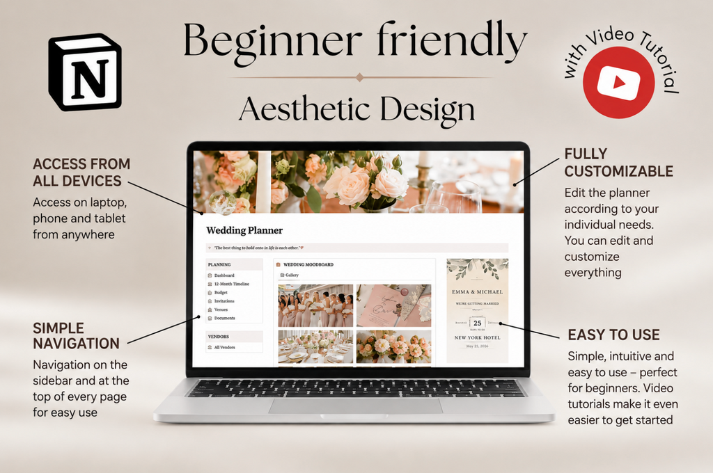 💍 Ultimate Wedding Planner – All-in-One Notion Temp
