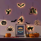 Halloween Hanging 10LED Castle Witch Ghost Spider Web Luminous Charm Indoor Outdoor Party Horror Props Decoration