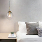 Modern Nordic Glass Globe Pendant Light | Amber, Smoke Grey, Clear Glass