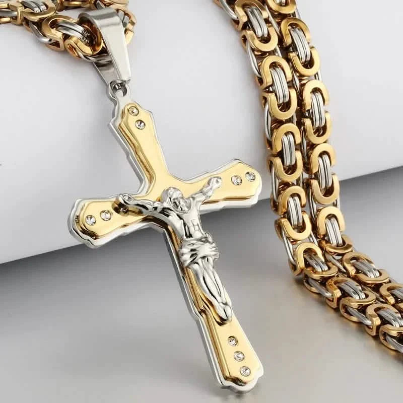 Men's Gold Cross Pendant Necklace