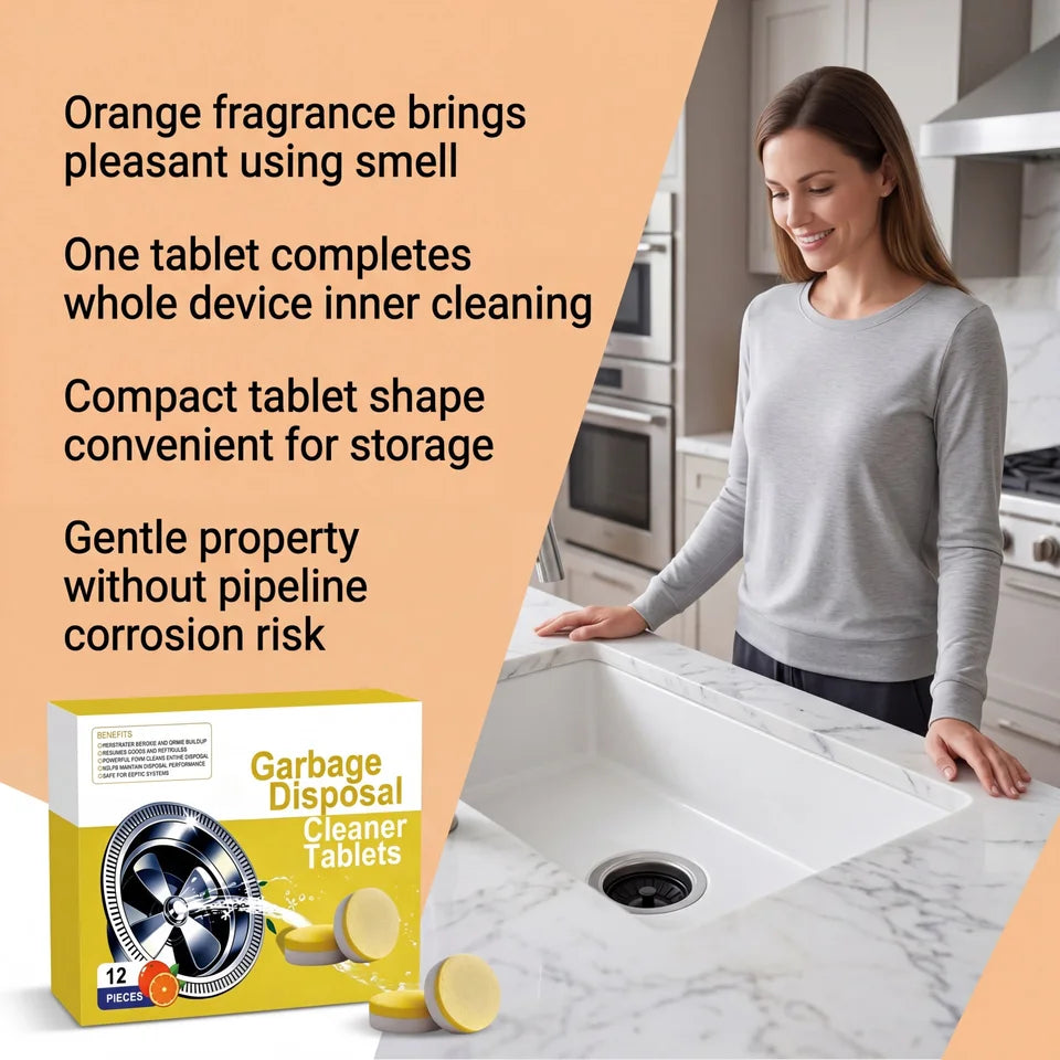 Lemon-Scented Garbage Disposal Cleaning Tablets – Deep Clean & Freshen Drains (12 Pack)