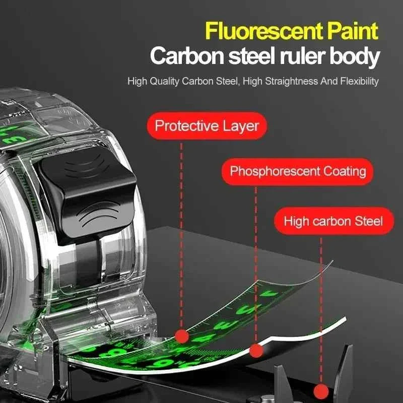 Fluorescent Tape Measure Waterproof Wear-Resistant Multipurpose Woodworking