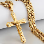 Men's Gold Cross Pendant Necklace