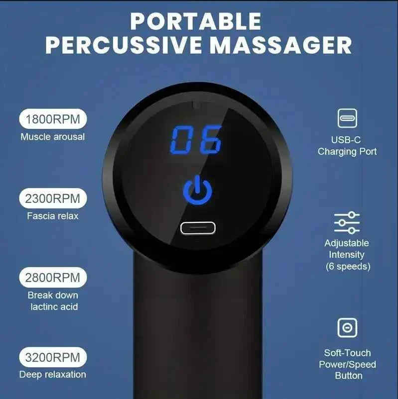 Portable Gun Handheld Deep Percussion Massager for Body Back Neck And Leg