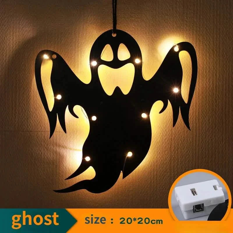 Halloween Hanging 10LED Castle Witch Ghost Spider Web Luminous Charm Indoor Outdoor Party Horror Props Decoration