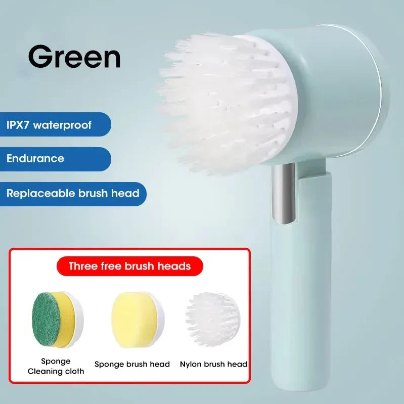 5-in-1 Electric Spin Scrubber Brush For Bathroom Tile Bathtub Sink, Power Scrubber With 5 Replaceable Brush Heads
