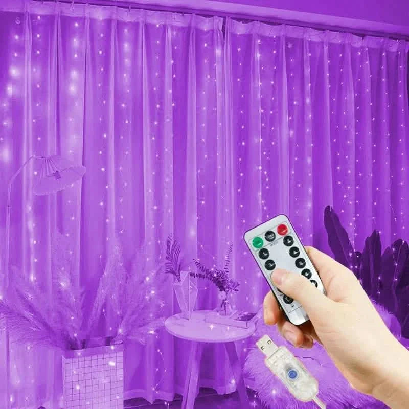 LED Curtain Garland 6x3M/3x3M USB Power Fairy Lights with Remote Control for Christmas New Year Window Decor Festoon Lighting