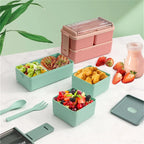1400ml Double Layer Bento Box | Portable Lunch Box with Fork & Spoon – Microwave Safe Food Storage for Kids & Adults