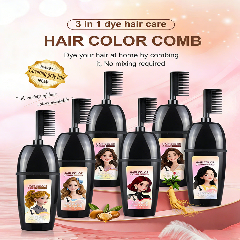 3-in-1 herbal hair coloring comb | Easy hair coloring at home with built-in brush