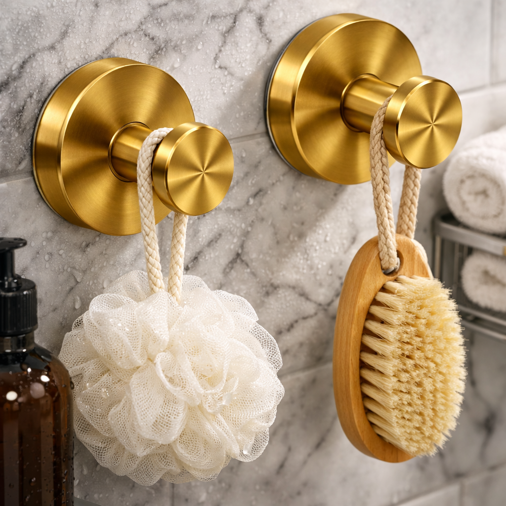 Twist-Lock Suction Shower Hooks, 2-Pack
