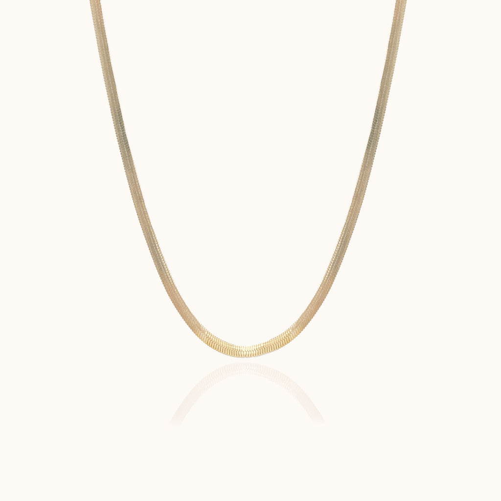 Gold Flat Herringbone Snake Chain Necklace