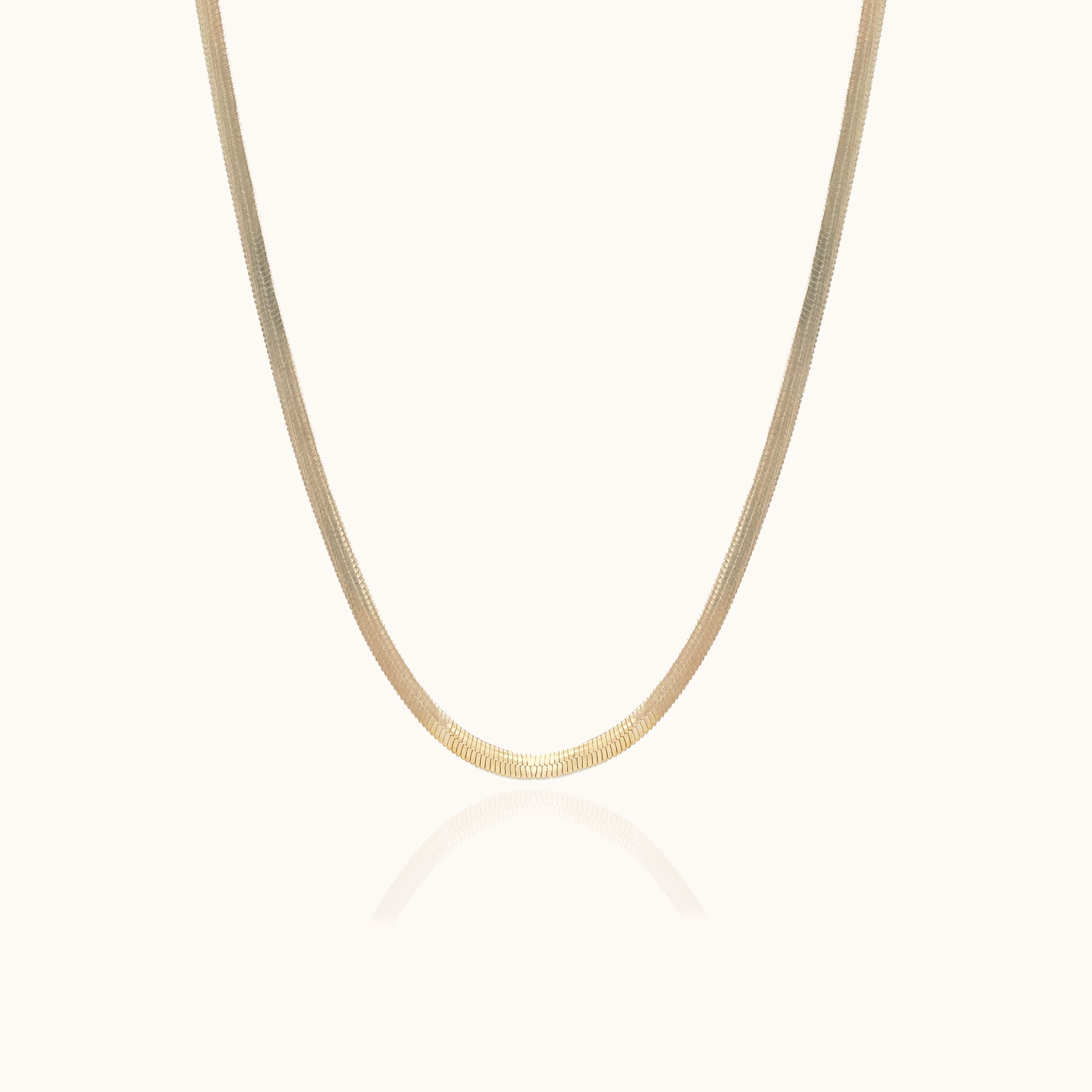Gold Flat Herringbone Snake Chain Necklace