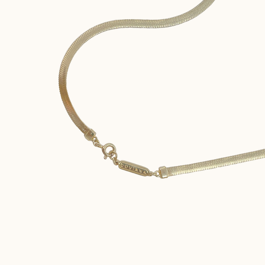 Gold Flat Herringbone Snake Chain Necklace