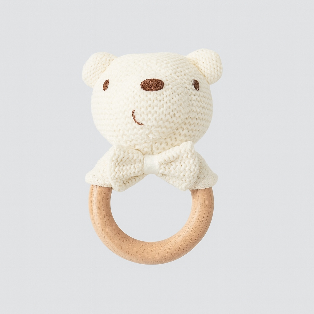Knit Bear Baby Rattle Toy