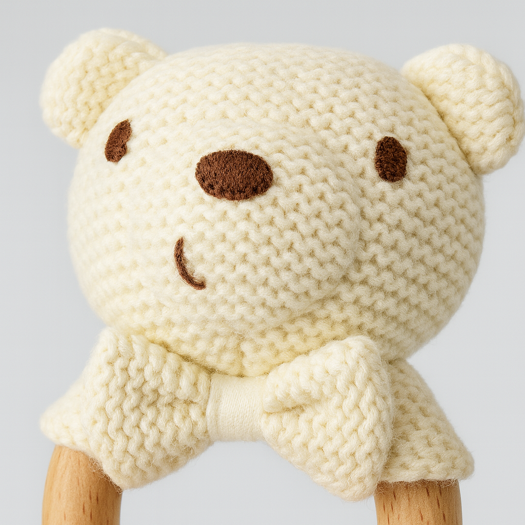 Knit Bear Baby Rattle Toy