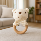 Knit Bear Baby Rattle Toy